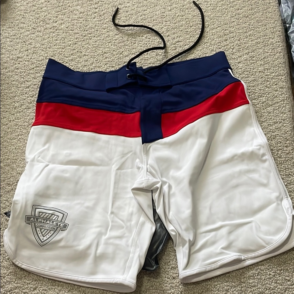 Alphalete White Red Blue Athletic Shorts